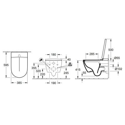 Villeroy & Boch V0E100R1 - Väggmonterad bidé med SoftClose VICLEAN-sits, keramik/vit +fjärrkontroll