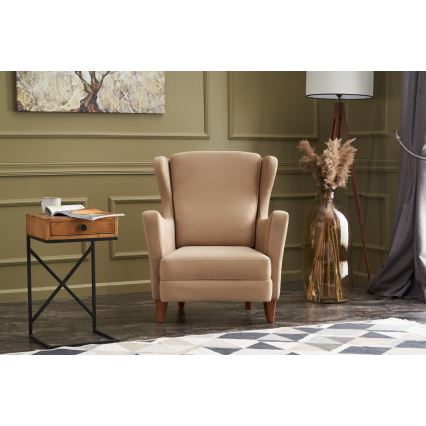 Vingad fåtölj NUPI krämfärgad