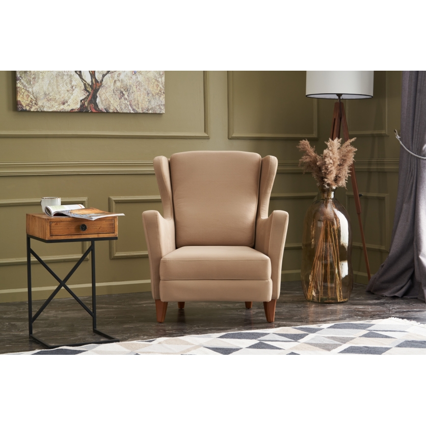 Vingad fåtölj NUPI krämfärgad