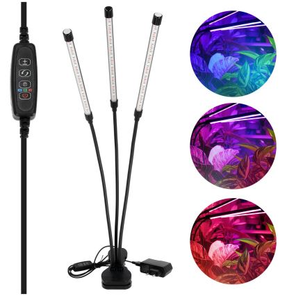 LED Dimbart flexibelt skrivbordslampa med klämma för växtodling VITARO 3xLED/10W/230V svart