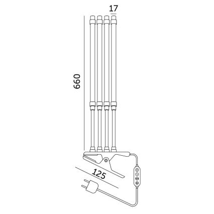 LED Dimbart flexibelt skrivbordslampa med klämma för växtodling VITARO 4xLED/10W/230V svart