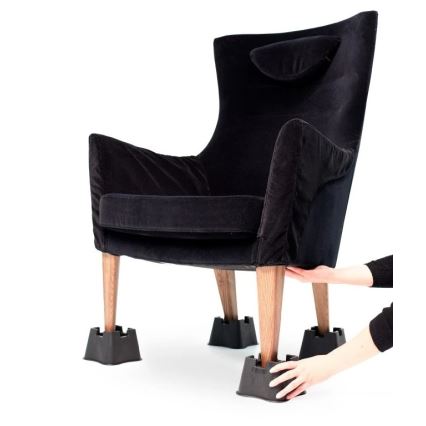 Vitility - Set med 4 sänghöjare, 7 cm, svart