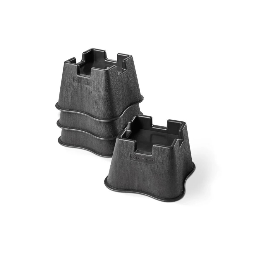 Vitility - Set med 4 sänghöjare, 7 cm, svart