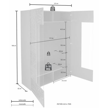 Vitrinskåp ARIA i antracit