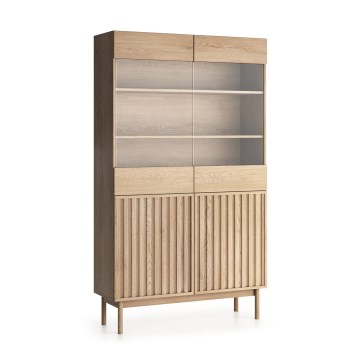 Vitrinskåp KIOTO 106x183x37 cm Cremona-ek/glas