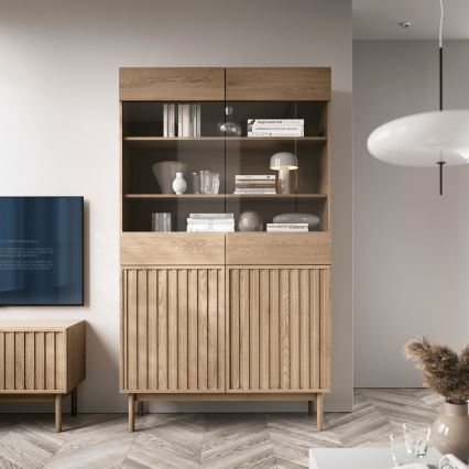 Vitrinskåp KIOTO 106x183x37 cm Cremona-ek/glas
