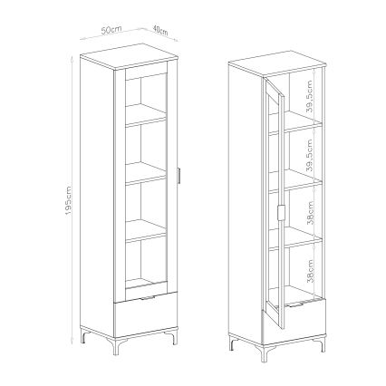 Vitrinskåp LORA i Artisan-ek