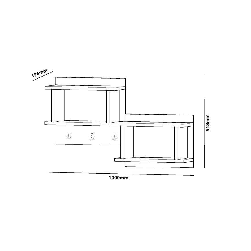Wall hanger with a shelf NIZZA 51,8x100 cm vit