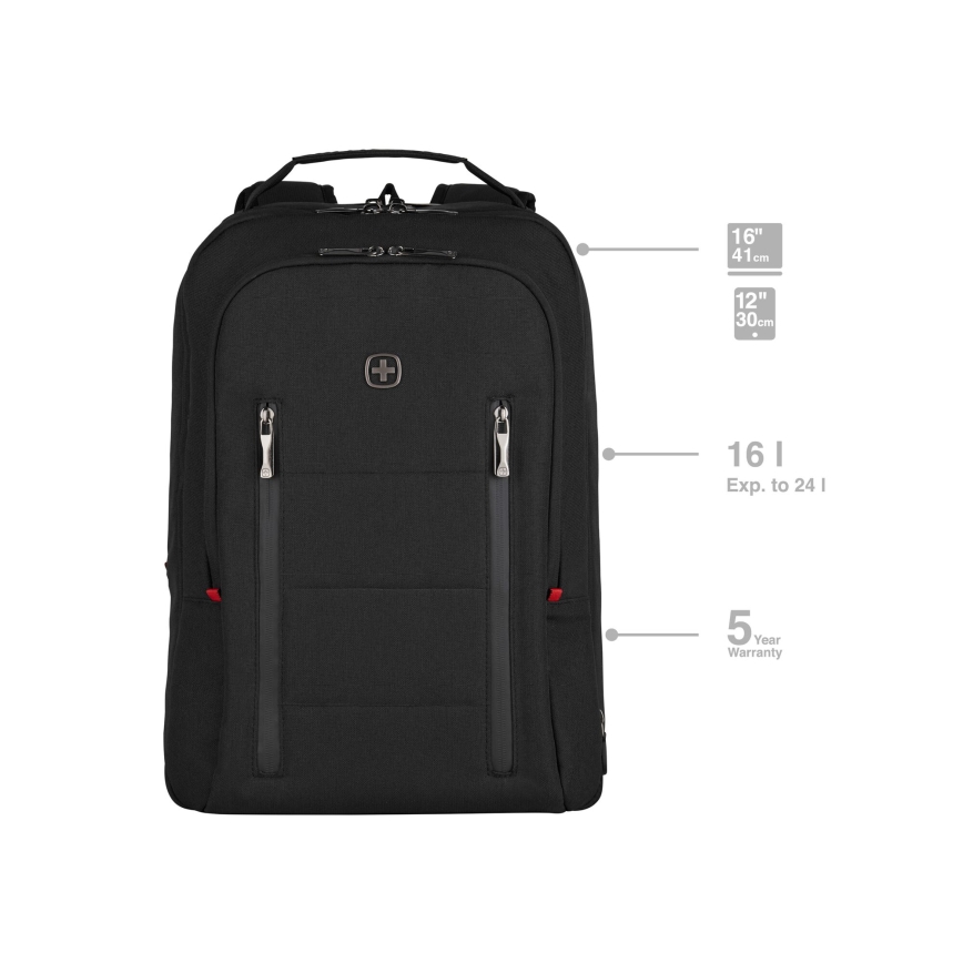 Wenger - Laptop ryggsäck 16 l 16 med ficka för surfplatta 12 Stad Traveler svart