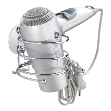 WENKO 18770100-Hårtorkshållare TURBO-LOC, rund i stål, 14x11,5 cm, blank krom