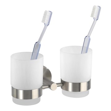 WENKO 19638100 - Tandborsthållare BOSIO MATT 17,5x9,5 cm rostfritt stål/silver