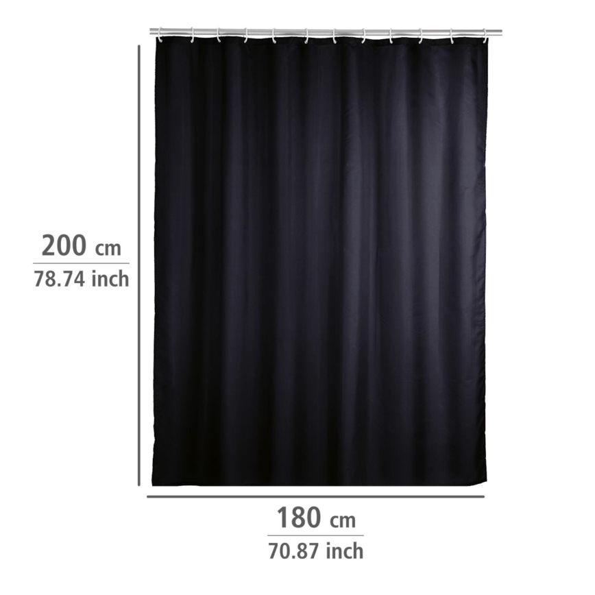 WENKO 20043100 - Duschdraperi 180x200 cm svart