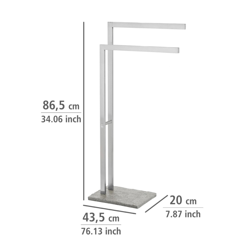 WENKO 20603100 - Handdukstativ GRANIT 43,5 x 86,5 cm rostfritt stål/satin/grå
