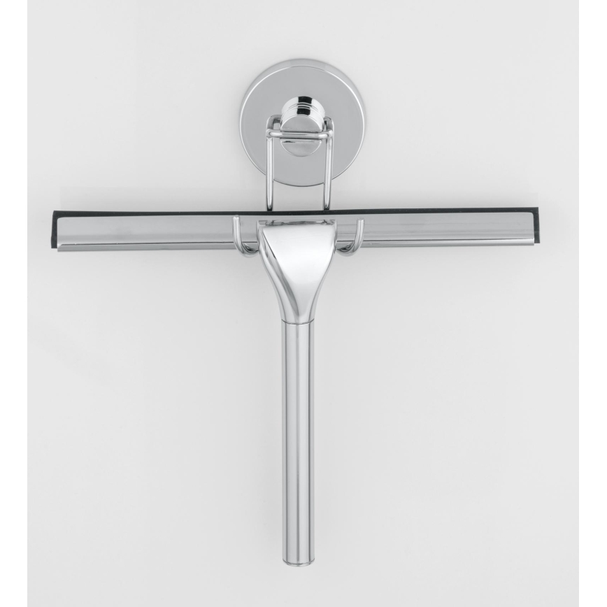 WENKO 20877100-Rakel VACUUM-LOC rund i rostfritt stål 24,5x25 cm, blank krom/silverfärgad