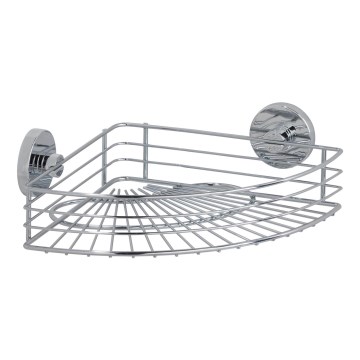 WENKO 20887100 - VACUUM-LOC rund hylla i stål, 31 x 22,5 cm, blank krom