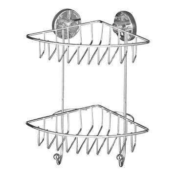 WENKO 20888100-Hörnhylla VACUUM-LOC RUND STÅL 22,5x29,5 cm blank krom