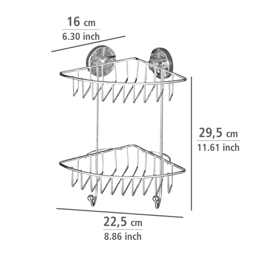 WENKO 20888100-Hörnhylla VACUUM-LOC RUND STÅL 22,5x29,5 cm blank krom