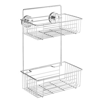 WENKO 20889100 - Hylla VACUUM-LOC rund i stål, 26x38 cm, blank krom