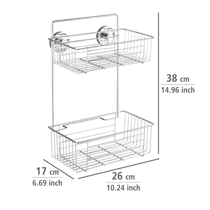 WENKO 20889100 - Hylla VACUUM-LOC rund i stål, 26x38 cm, blank krom