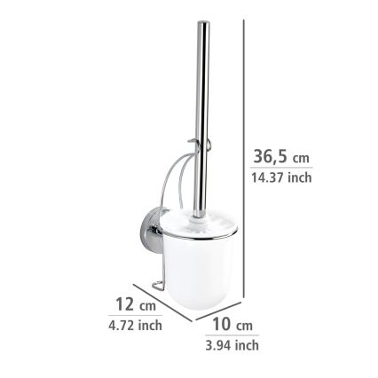 WENKO 20898100-WC-borste VACUUM-LOC MILAZZO 10x34 cm rostfritt stål/polerad krom/vit