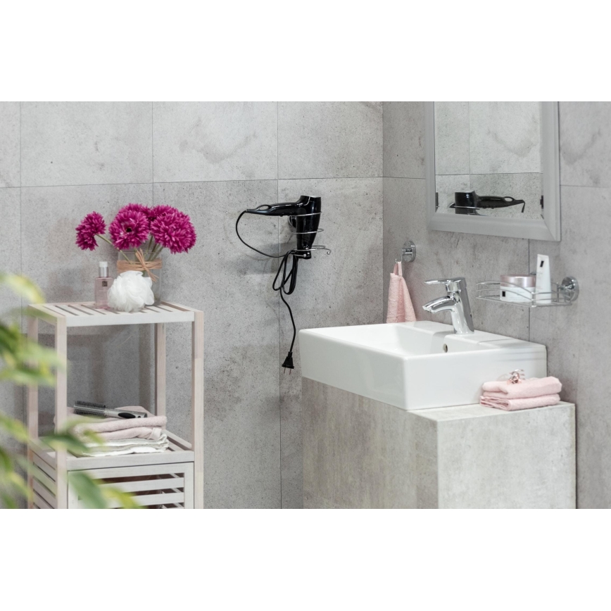 WENKO 20900100-Krok VACUUM-LOC rund i stål 6x6,7 cm blank krom