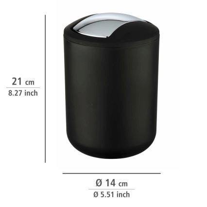 WENKO 21211100 - Avfallskorg BRASIL 14x21 cm svart/blank krom