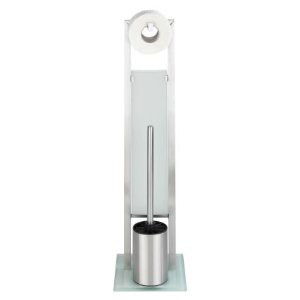 WENKO 21564100 - Toalettborste RIVALTA 18x70 cm i rostfritt stål/silver/vit/svart