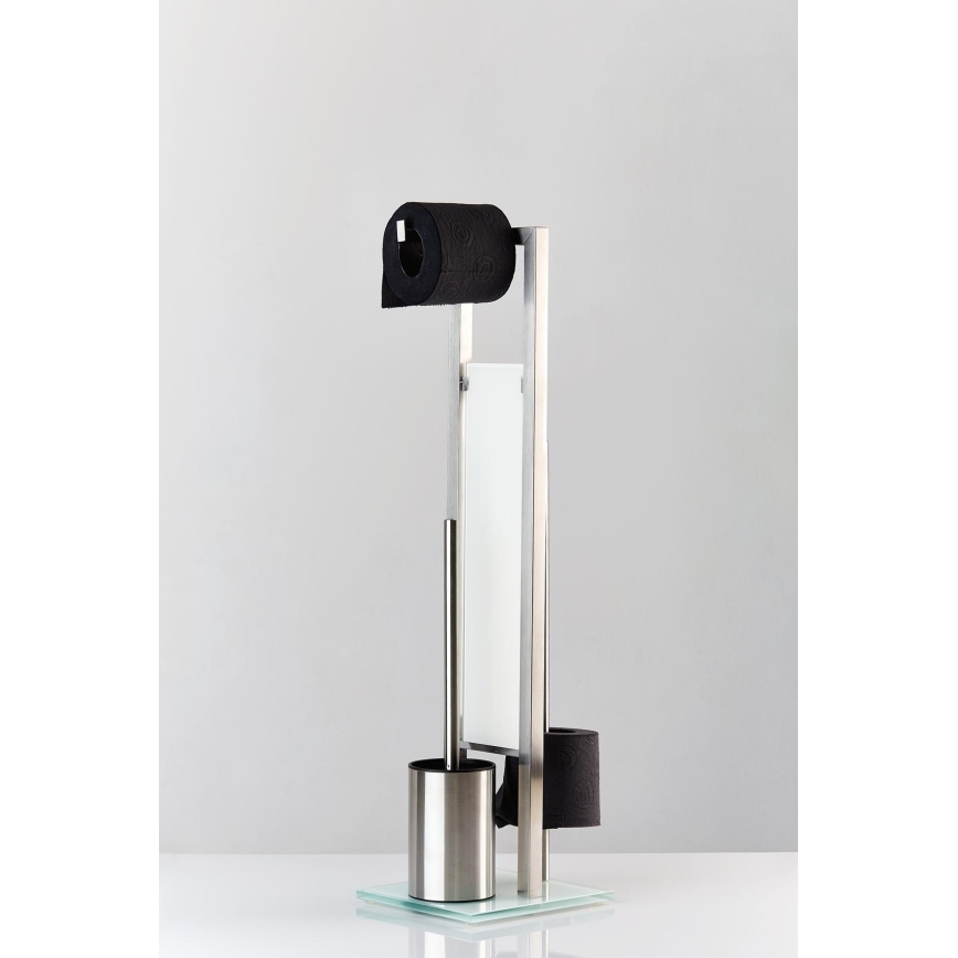 WENKO 21564100 - Toalettborste RIVALTA 18x70 cm i rostfritt stål/silver/vit/svart