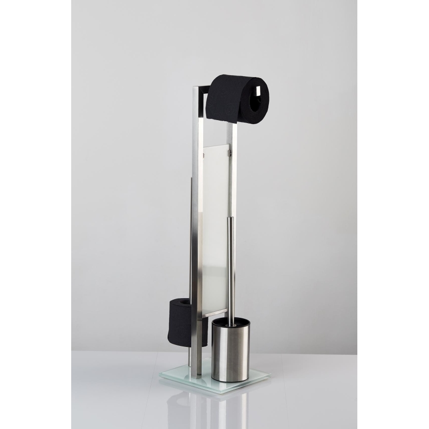 WENKO 21564100 - Toalettborste RIVALTA 18x70 cm i rostfritt stål/silver/vit/svart