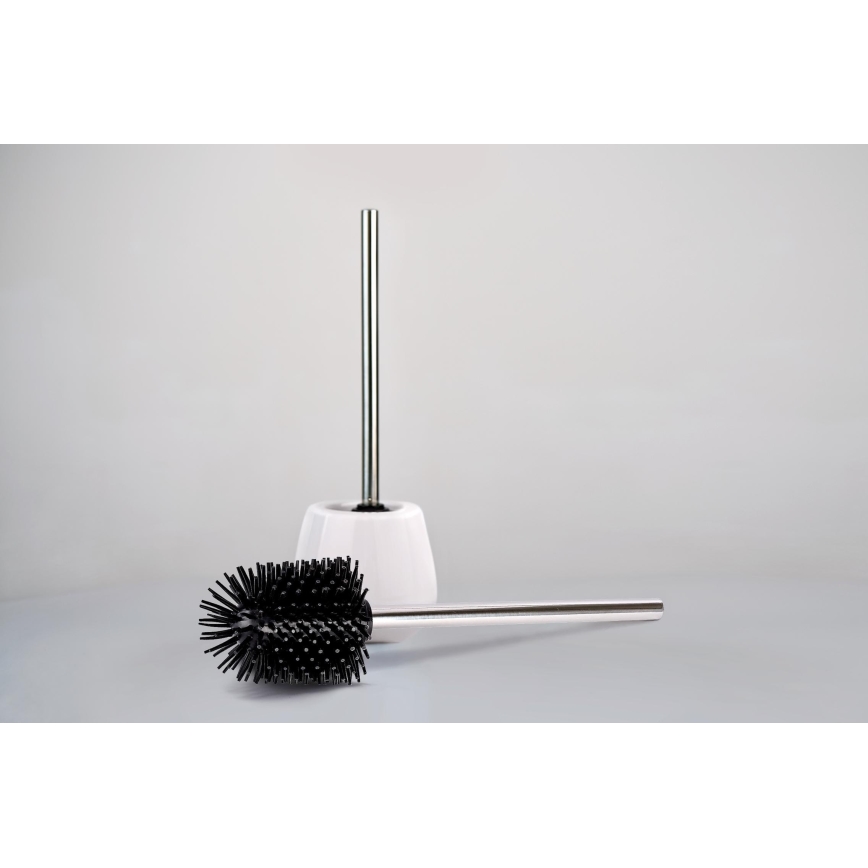 WENKO 21799100 - Toalettborste 7,5 x 35 cm, rostfritt stål/silver/svart