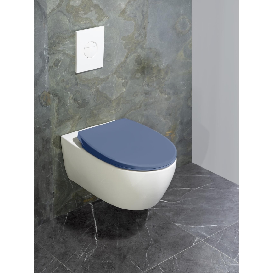 WENKO 22403100-WC toalettsits SAMOS 44,5x37,5 cm blå/silver