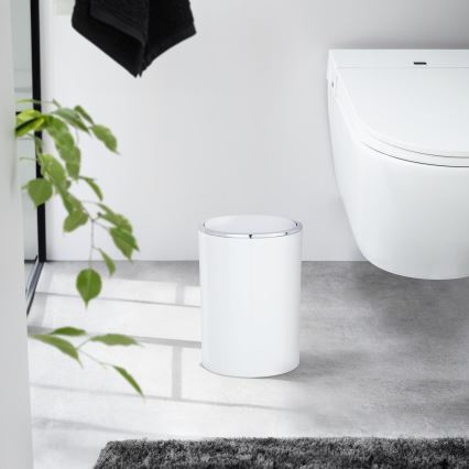 WENKO 22554100 - Papperskorg INCA 18,5x25,5 cm vit/blank krom