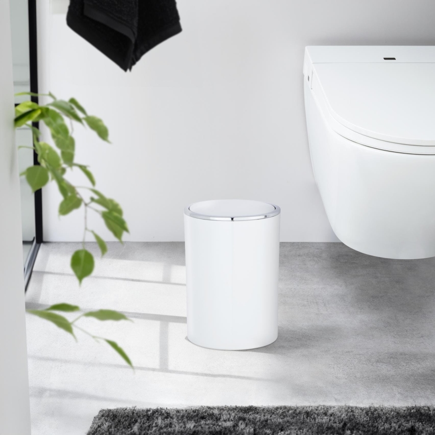 WENKO 22554100 - Papperskorg INCA 18,5x25,5 cm vit/blank krom