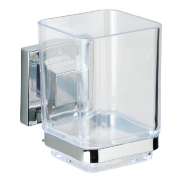 WENKO 22680100 -Mugg VACUUM-LOC QUADRO ED 7,5x10 cm silverfärgad/blank. krom/klar