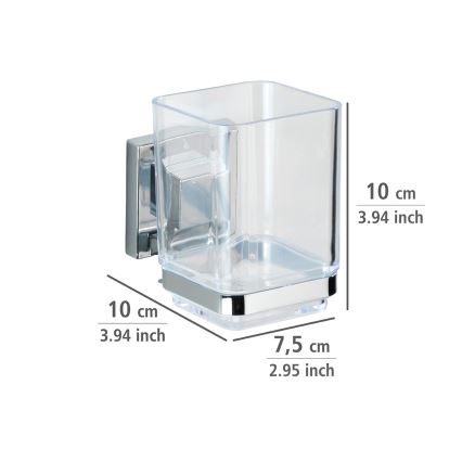 WENKO 22680100 -Mugg VACUUM-LOC QUADRO ED 7,5x10 cm silverfärgad/blank. krom/klar
