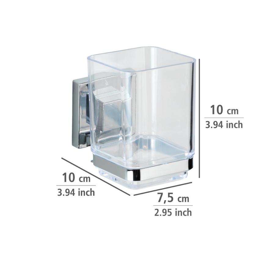 WENKO 22680100 -Mugg VACUUM-LOC QUADRO ED 7,5x10 cm silverfärgad/blank. krom/klar