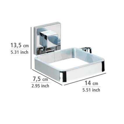 WENKO 22682100 -Hårtorkshållare VACUUM-LOC QUADRO ED 13,5x14 cm silver/krom