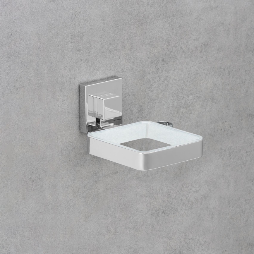 WENKO 22682100 -Hårtorkshållare VACUUM-LOC QUADRO ED 13,5x14 cm silver/krom