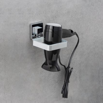 WENKO 22682100 -Hårtorkshållare VACUUM-LOC QUADRO ED 13,5x14 cm silver/krom