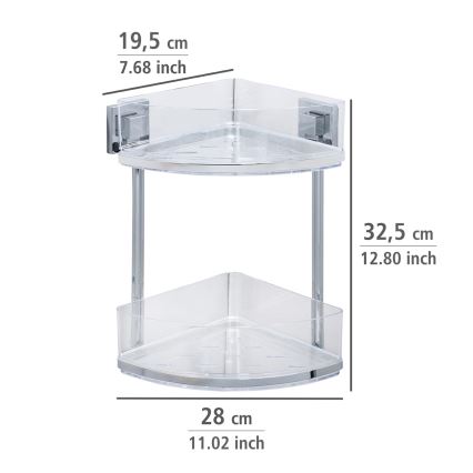 WENKO 22690100-Hörnhylla VACUUM-LOC QUADRO ED 28x32,5 cm silver/blank krom