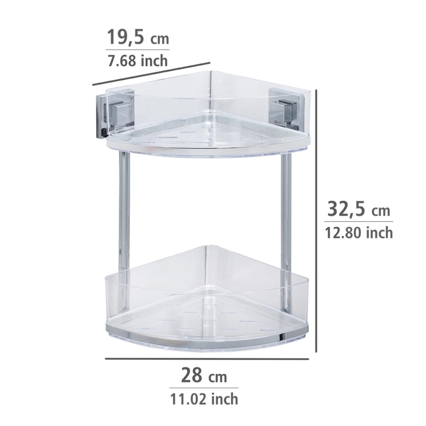 WENKO 22690100-Hörnhylla VACUUM-LOC QUADRO ED 28x32,5 cm silver/blank krom