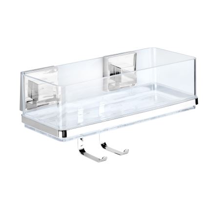 WENKO 22694100-Hylla VACUUM-LOC QUADRO ED 25,5x15 cm silver/blank krom/genomskinlig