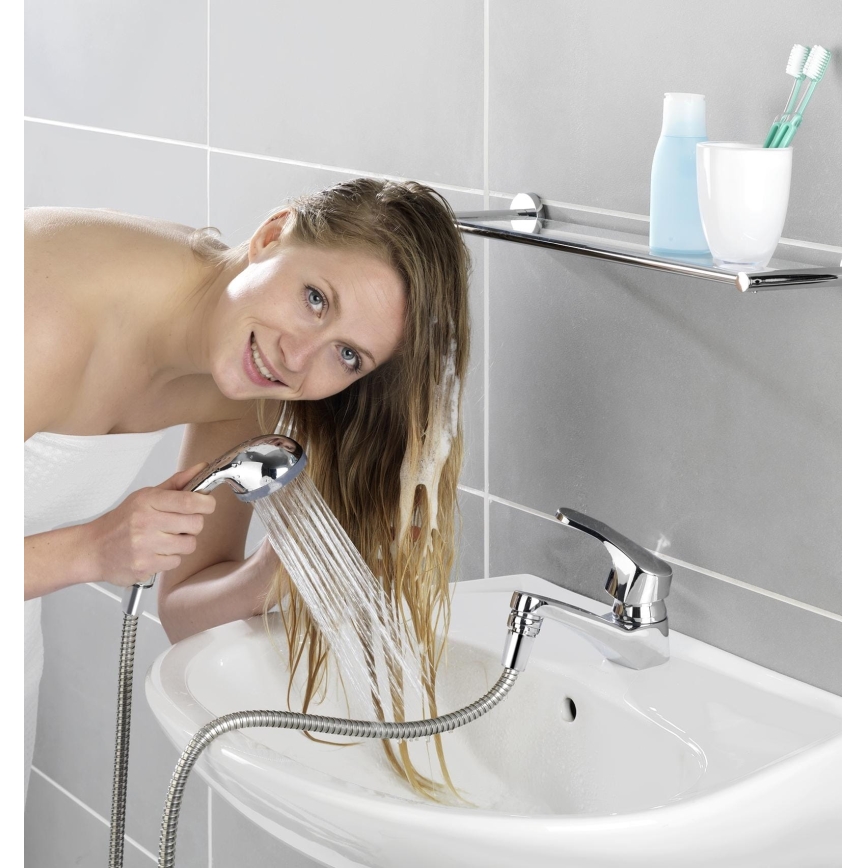 WENKO 22866100 - Duschstång UNIVERSAL 170x6,5 cm blankkrom/silver/grå
