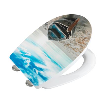 WENKO 23532100-WC toalettsits 36,5x45 cm, flerfärgad/silver, bärkapacitet 300/350 kg