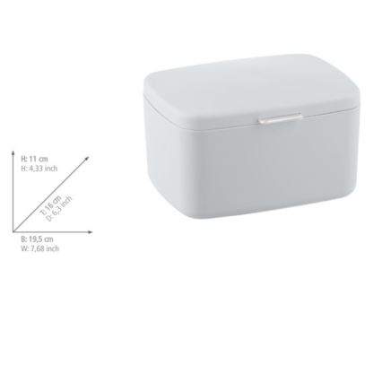 WENKO 23960100 - Förvaringsbox BARCELONA 19,5x16 cm vit/blank krom