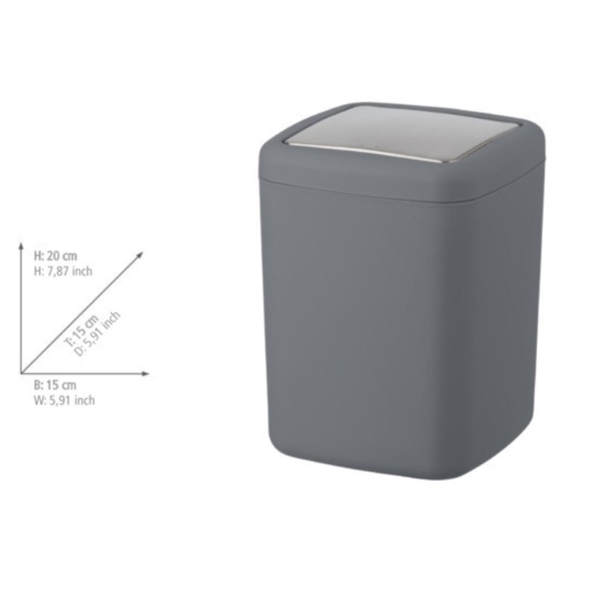 WENKO 23979100 - Papperskorg BARCELONA 15x20 cm antracit/blank krom