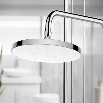 WENKO 24000100-Duschhuvud AUTOMATISK RENGÖRING 22,5x22,5 cm blank krom/vit