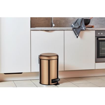 WENKO 24036100 - Papperskorg LEMAN 17x25 cm rostfritt stål/koppar/svart