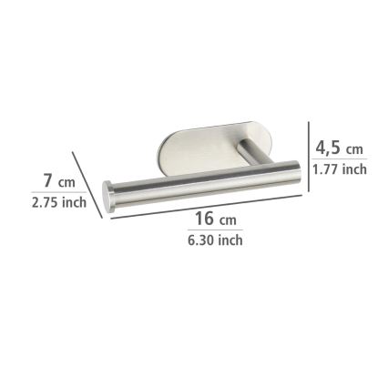 WENKO 24166100 - Toalettpappershållare TURBO-LOC OREA MATT 16x7 cm rostfritt stål/silverfärgad