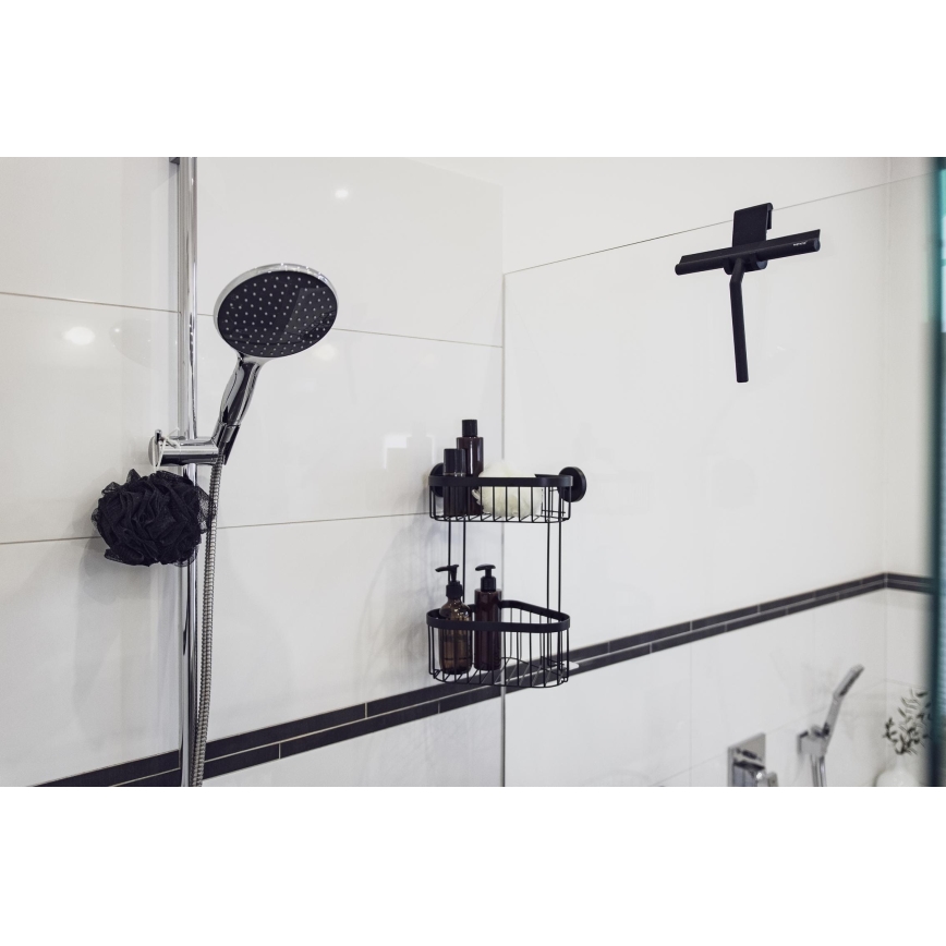 WENKO 24171100 - Duschskrapa MOLA 21x24,5 cm rostfritt stål/svart